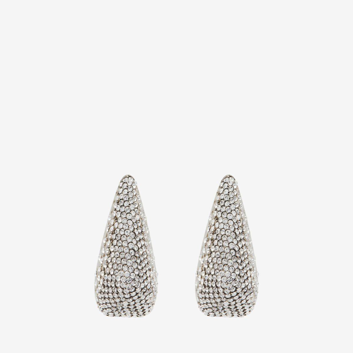 Alexander McQueen Women's Silver Jewelled Claw Earrings (Brass)
